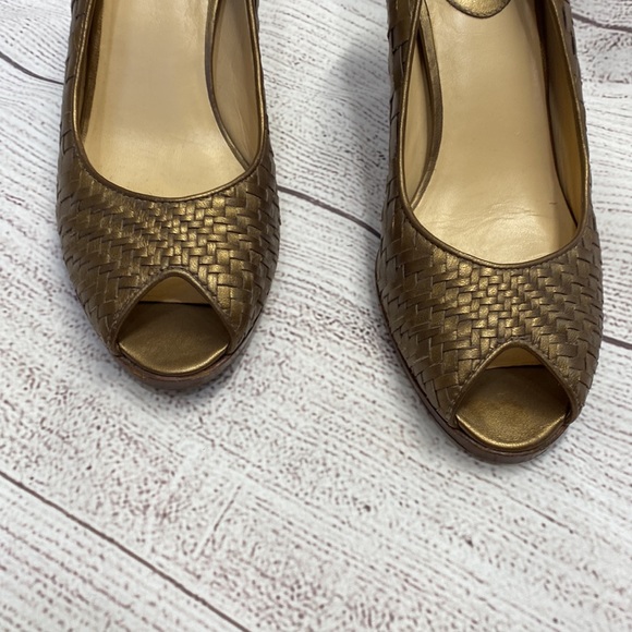 COLE HAAN GENEVIEVE TOE PUMP Muted Metallic Gold 3” Heels 0.5” Platform size 9 main image 4